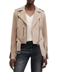 AllSaints - Suede Moto Jacket - Lyst