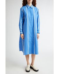 Marimekko - Runoelma Puhveli Stripe Long Sleeve Organic Cotton Poplin Shirtdress - Lyst