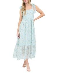 AUGUST SKY - Floral Lace Tie Strap Empire Waist Midi Dress - Lyst