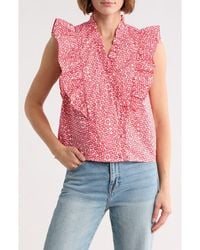 FRNCH - Taya Ruffle Cap Sleeve Cotton Top - Lyst