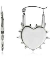 Rebel - Spiked Heart Huggie Hoop Earrings - Lyst