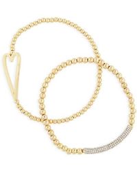 BaubleBar - Pisa Set Of 2 Heart & Pavé Crystal Beaded Stretch Bracelets - Lyst