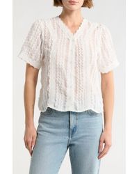 Forgotten Grace - Lace Texture Short Sleeve Button-Up Shirt - Lyst