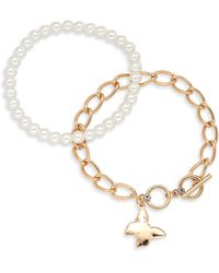 Nordstrom - 2-pack Imitation Pearl & Crystal Chain Bracelets - Lyst