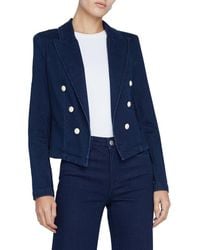 L'Agence - Wayne Crop Denim Double Breasted Jacket - Lyst