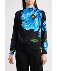 Tahari - The Ember Placed Floral Silk Blend Top - Lyst