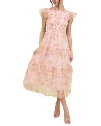 Blu Pepper - Floral Smocked Maxi Dress - Lyst