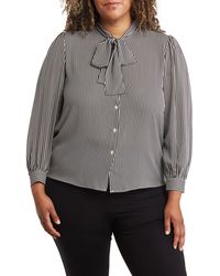 Tahari - Tie Neck Button-up Shirt - Lyst