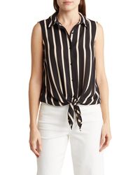 Adrianna Papell - Sleeveless Tie Button-up Blouse - Lyst