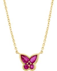 Effy - Natural Ruby Butterfly Pendant Necklace - Lyst