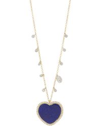 Meira T - Diamond Drops & Lapis Lazuli Heart Pendant Necklace - Lyst