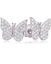 Suzy Levian - Sterling Silver Cz Butterfly Stud Earrings - Lyst