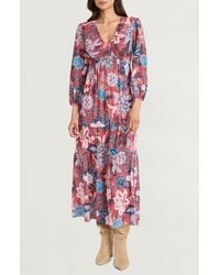 The Good Journey - Floral Long Sleeve Empire Waist Tiered Maxi Dress - Lyst