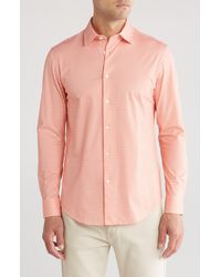 Bugatchi - Gingham Print Ooohcotton® Long Sleeve Button-up Shirt - Lyst