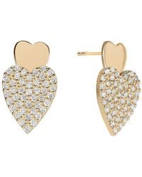 Lana Jewelry - Double Diamond Heart Drop Earrings - Lyst