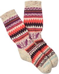 Smartwool Printed Crew Socks - Red