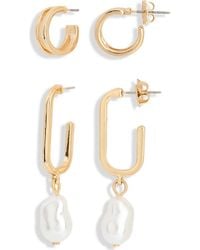 Leith - Set Of 2 Assorted Hoop Earrings - Lyst