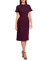 Maggy London - Ruffle Short Sleeve Pocket Sheath Dress - Lyst