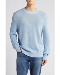 FRAME - Textured Wool Blend Crewneck Sweater - Lyst