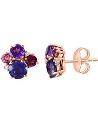 Effy - 14K Rose Semiprecious Stone & Diamond Cluster Stud Earrings - Lyst