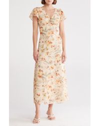 Blu Pepper - Flutter Sleeve Maxi Dress - Lyst