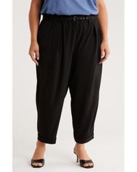 Max Studio - Belted Twill Crop Barrel Leg Pants - Lyst