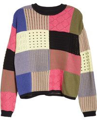 Nicole Miller Potholder Crewneck Sweater In Multicolor At Nordstrom Rack