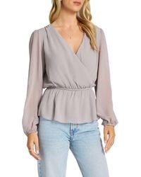 Matty M - Long Sleeved Peplum Top - Lyst