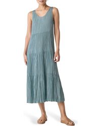 Eileen Fisher Crushed Silk Tiered Dress In Atlantis in Blue | Lyst