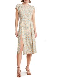 Melrose and Market - Floral Print Side Slit Sheath Dress - Lyst