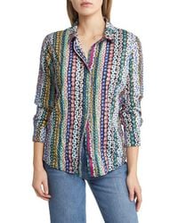 NIC+ZOE - Flower Field Crinkle Button-Up Shirt - Lyst
