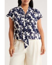Nordstrom Rack - Tie Neck Flutter Sleeve Top - Lyst
