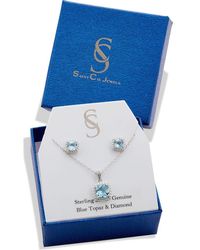 Savvy Cie Jewels - Stone Pendant Necklace & Cushion Stud Earrings Box Set - Lyst