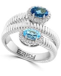 Effy - Diamond & Topaz Crossover Ring - Lyst