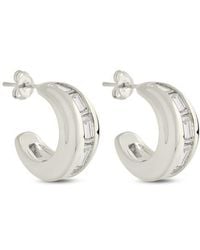 Sterling Forever - Nola Cubic Zirconia Huggie Hoop Earrings - Lyst
