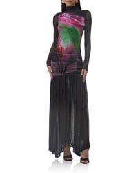AFRM - Joni Sheer Long Sleeve Turtleneck Mesh Maxi Dress - Lyst