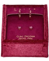Leith - Set Of 2 Cubic Zirconia Stud & Huggie Hoop Earrings - Lyst