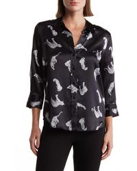 L'Agence - Dani Leopard Print Silk Button-Up Shirt - Lyst