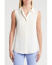Theory - Silk Georgette Sleeveless Button-Up Shirt - Lyst