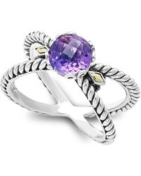 Samuel B. - Sterling & 18K Semiprecious Stone Crossover Band Ring - Lyst