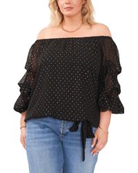 Vince Camuto - Metallic Off The Shoulder Bubble Sleeve Blouse - Lyst