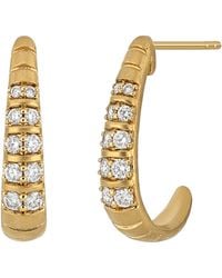 Bony Levy - Audrey 18k Gold Double Diamond J Hoop Earrings - Lyst