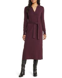 Faherty - Jackson Long Sleeve Tie Waist Cotton Blend Sweater Dress - Lyst