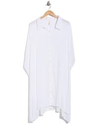 Boho Me - Button Front Sharkbite Hem Cover-Up Tunic - Lyst