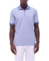 Bugatchi - Contrast Trim Zip Polo - Lyst