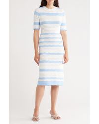 Nanette Lepore - Stripe Pointelle Stitch Sweater Dress - Lyst