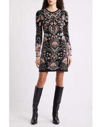 farm rio marvelous garden black mini dress Minidress in inspired floral embroidery in