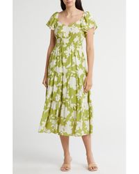 Blu Pepper - Floral Tiered Midi Dress - Lyst