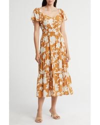 Blu Pepper - Floral Tiered Midi Dress - Lyst