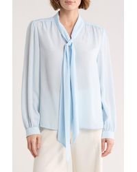 Gemma  Jane - Tie Neck Georgette Top - Lyst